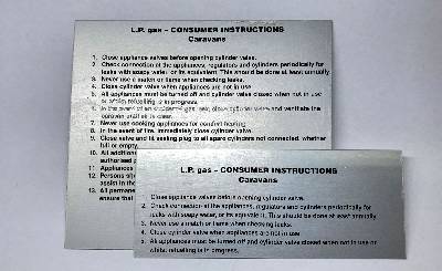 LPG CONSUMER INSTRUCTION PLATE 2 PLATES