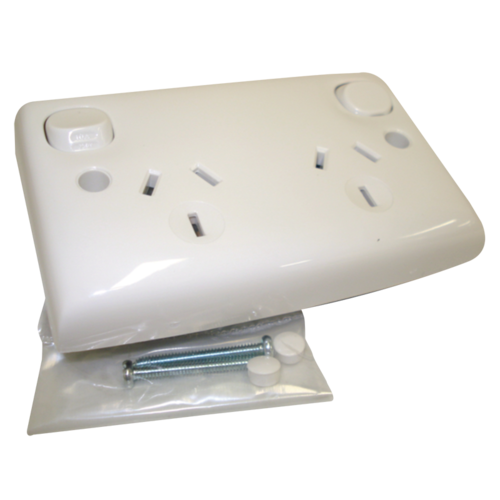 Clipsal Double Power Outlet Double Pole 25D White. CLI25DWE