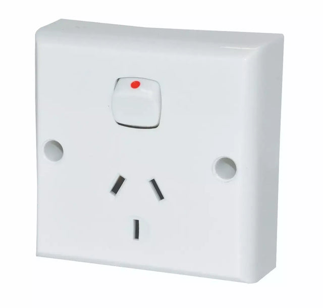 SINGLE POWER POINT DOUBLE POLE DEEP IN WHITE .P1DD