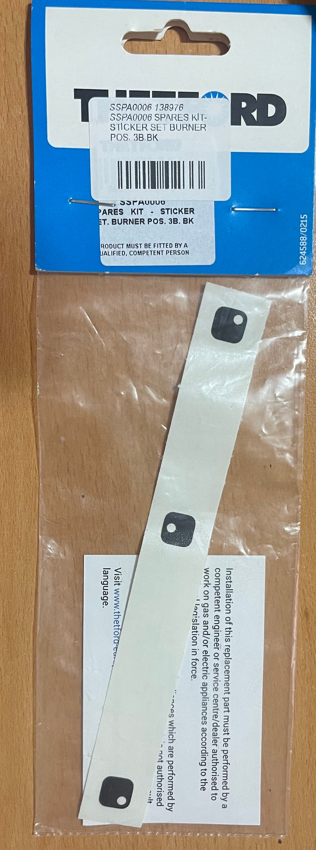 THETFORD SPARES KIT - STICKER SET. BURNER POS. 3B. BK