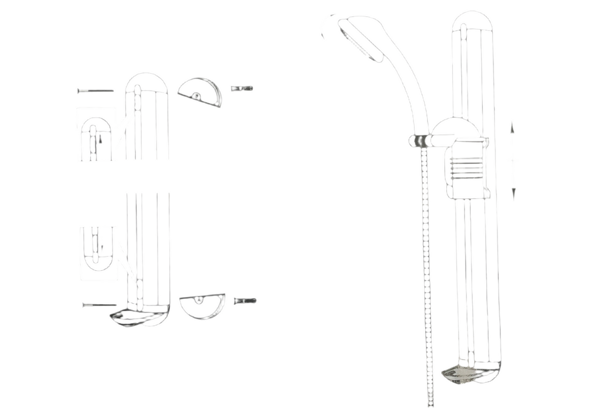 SHOWER SET WITH SLIDING BAR 150cm BRASS DBLE LCK FLEX HOSE