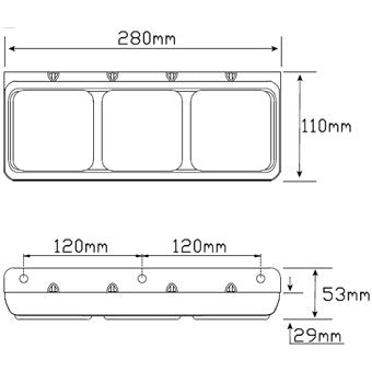 STOP/TAIL/INDICATOR LAMP WITH 90DEGREE MOUNTING BRACKET - CHROME