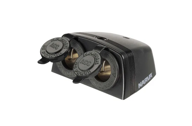 ACCESSORY SOCKET SURFACE BLACK MOUNT TWIN SOCKETS H/D .81160BL