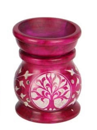 9cm Soapstone Oil Burner with Tree of Life Design 4 Asstd