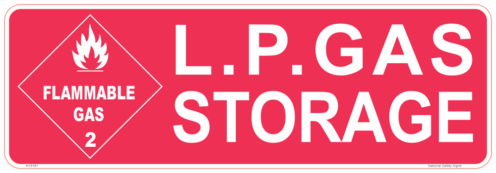 LP GAS STORAGE STICKER WHITE ON RED