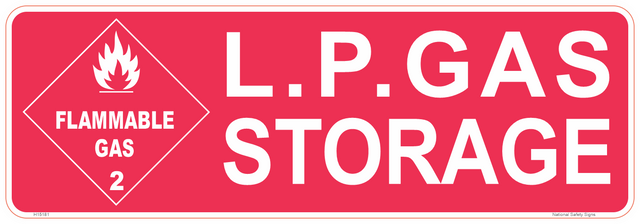 LP GAS STORAGE STICKER WHITE ON RED