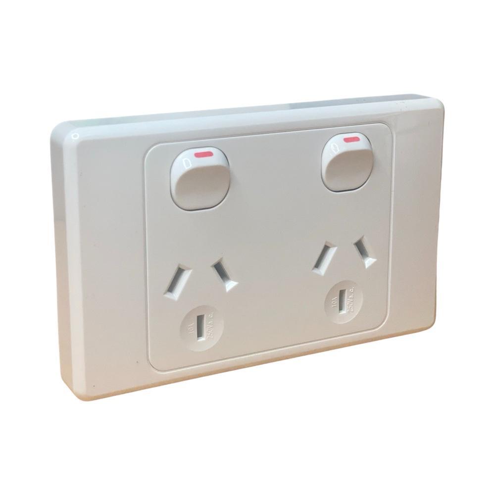 POWER POINT DOUBLE 10A DOUBLE POLE (C/W face plate). P2D