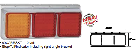 STOP/TAIL/INDICATOR LAMP WITH 90DEGREE MOUNTING BRACKET - CHROME
