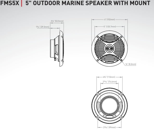 FURRION 5 inch Black Outdoor Speakers (Sold Each). FMS5B