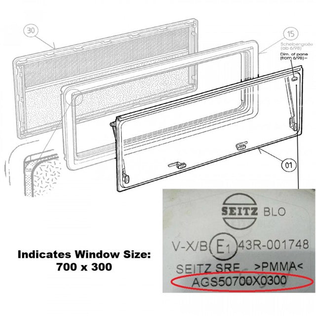Seitz Tinted Window Blade - Suits S4 Window - Suits Silver or Black Framed