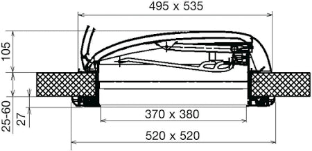 Dometic Mini Heki Plus Skylight - 400x400mm - Suit Roof Thickness 43-60mm