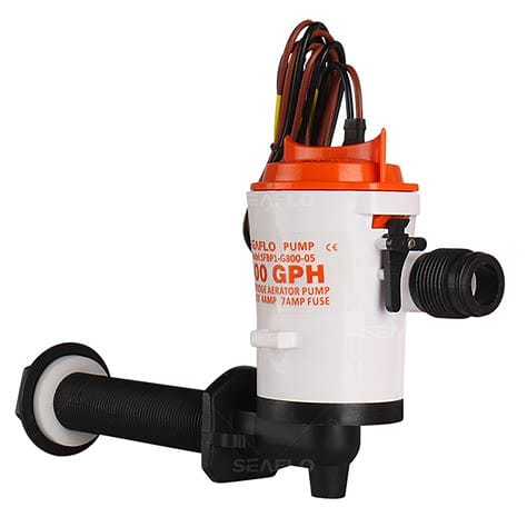 Seaflo Livewell 800gph Bent-SeaFlo 12 volt, 800 gallon per hour horizontal baitwell pump