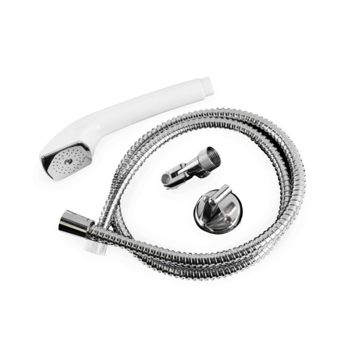 HAND HELD SHOWER ROSE HOSE & BRACKET WITH CHROME HOSE