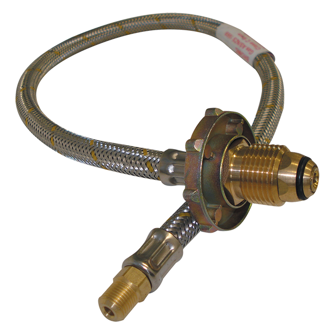 S/S FLEXIBLE HOSE 600MM WITH H/WHEEL POL x 5/16 FOR DOUBLE BOTTLE KIT. 6SHW0600