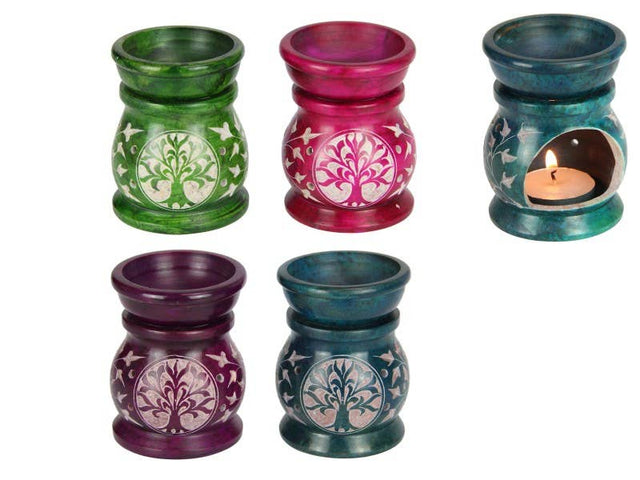 9cm Soapstone Oil Burner with Tree of Life Design
