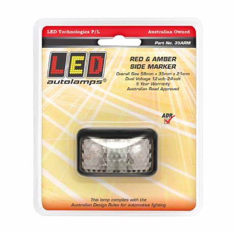 Side Marker Light Red/Amber LED 12 or 24V
