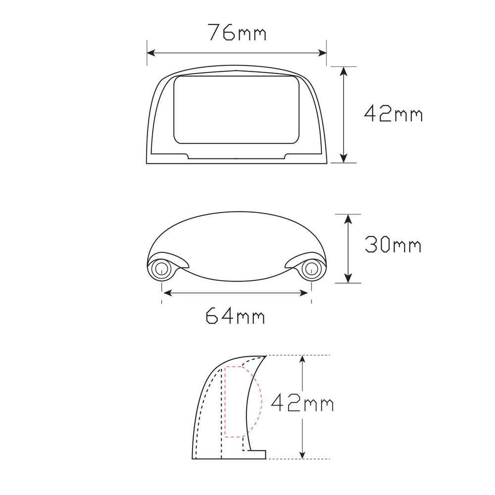 LED LICENCE PLATE LAMP - 35S - BLK