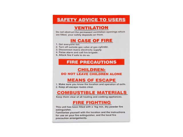 GAS COMPLIANCE DECAL NO:6 EVACUATION