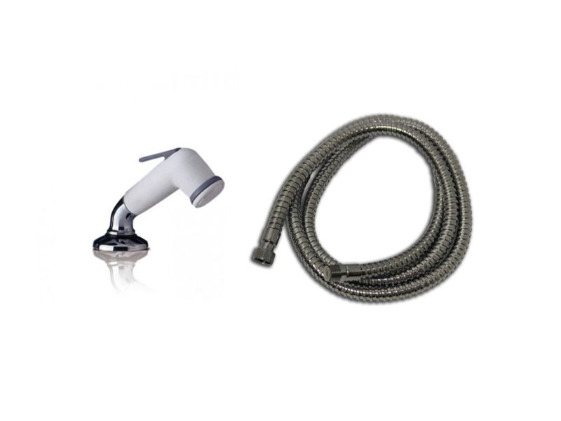 ON/OFF TRIGGER SHOWER W HOSE WHITE WITH CHROME HOSE 1.5M