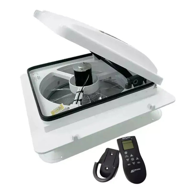 MaxxFan Plus with Thermostat, Power Lift, Rain Sensor and Remote