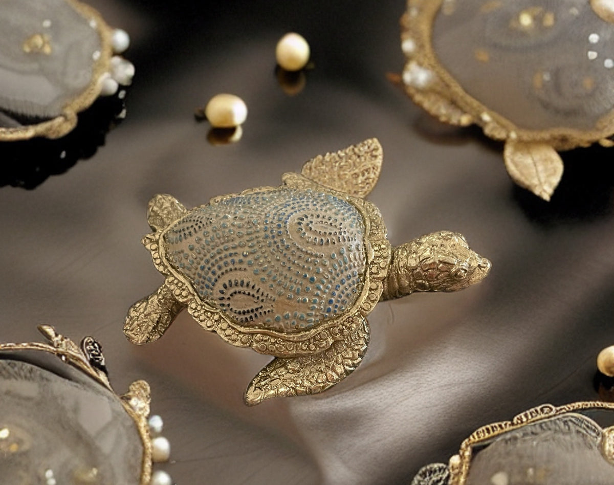 Turtle Gold Color 9cm Gold & Turquoise Turtle – www.thecaravanshop.com.au