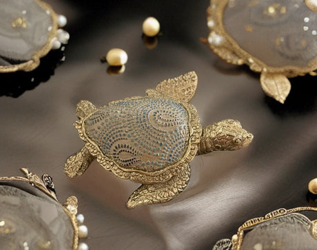9cm Gold & Turquoise Turtle