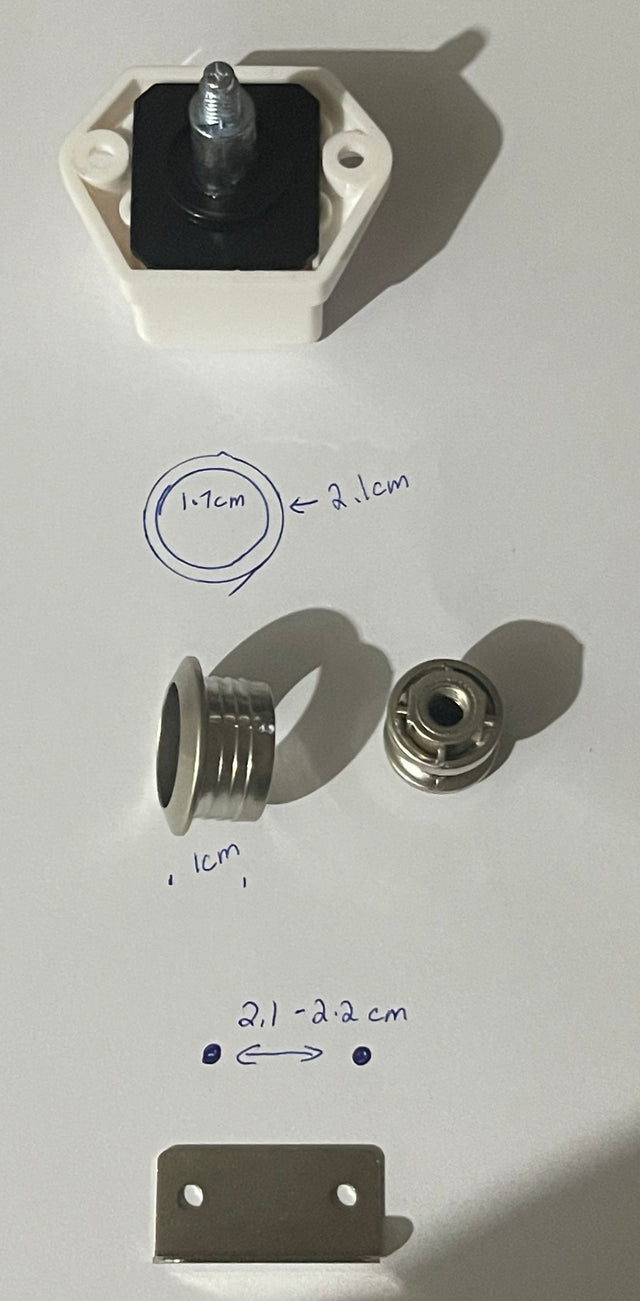 Cupboard Catch Set - Push Button (Chrome 16mm Knob/White Back)