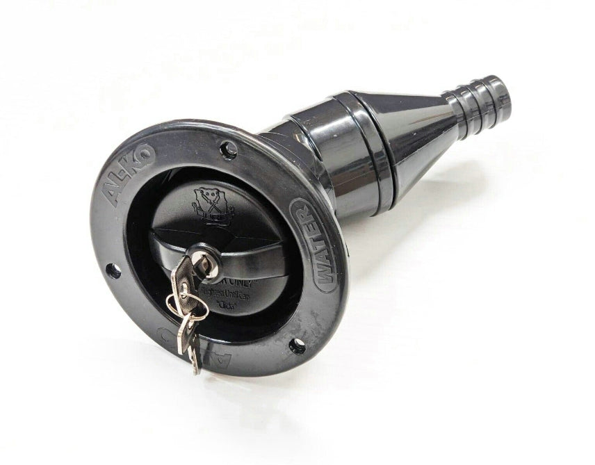 Hume Lockable water filler, black. Includes Cap + 2 Keys