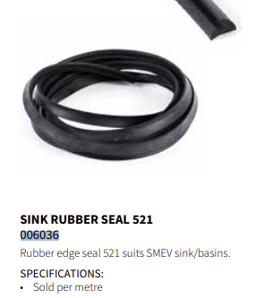 SMEV SINK RUBBER SEAL - sold per metre