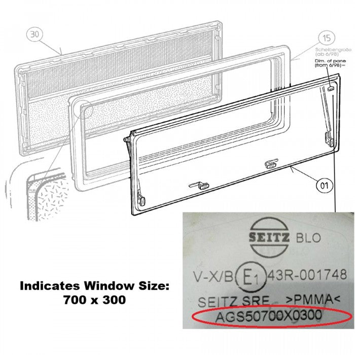 Seitz Tinted Window Blade - Suits S4 Window - Suits Silver or Black Framed