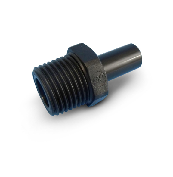 JG PLASTIC 12MM x 1/2 BSPT STRAIGHT MALE STEM ADAPTOR. PM051204E