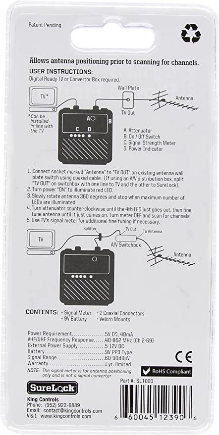 SURELOCK ANTENNA SIGNAL METER SL1000