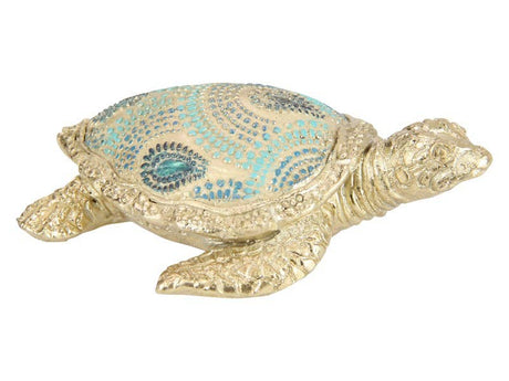 9cm Gold & Turquoise Turtle